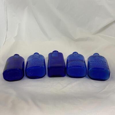 .239. VINTAGE | Five Cobalt Blue Bottles | Milk of Magnesia