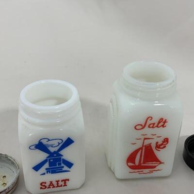 .245. VINTAGE | Two Salt Shakers | Sailboat | Windmill 