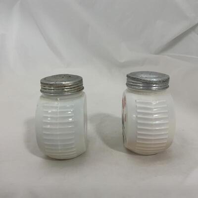 .248. VINTAGE | Fire King Tulip | Large Round Salt and Pepper Shakers