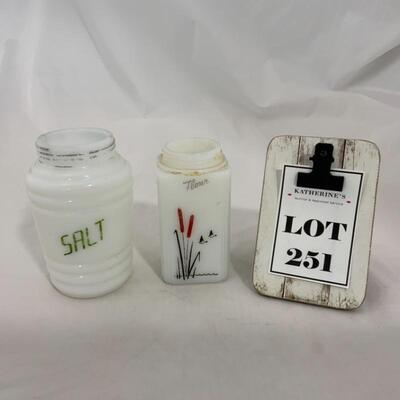 .251. VINTAGE | Two Shakers | Salt | Flour | Cattails