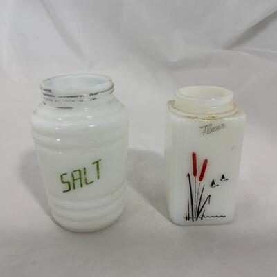 .251. VINTAGE | Two Shakers | Salt | Flour | Cattails
