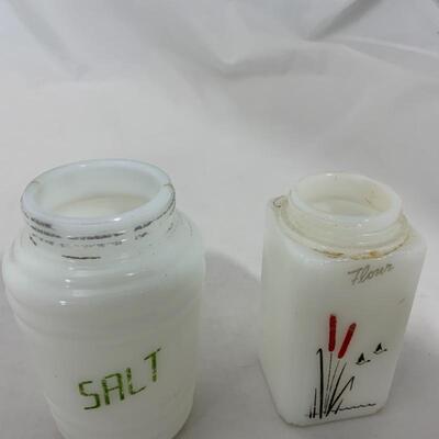 .251. VINTAGE | Two Shakers | Salt | Flour | Cattails