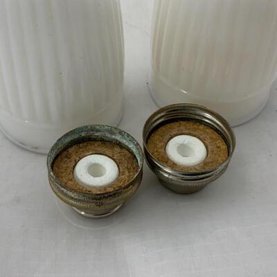 .256. VINTAGE | Budâ€™s Store | Milk Glass Salt & Pepper Set