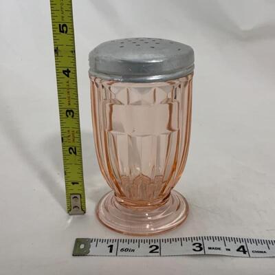 .258. VINTAGE | Pink Depression Glass | Footed Sugar Shaker
