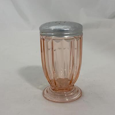 .258. VINTAGE | Pink Depression Glass | Footed Sugar Shaker