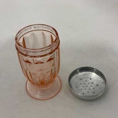 .258. VINTAGE | Pink Depression Glass | Footed Sugar Shaker