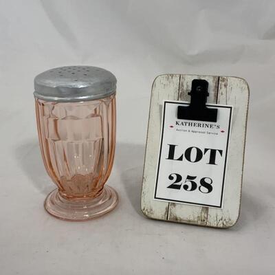 .258. VINTAGE | Pink Depression Glass | Footed Sugar Shaker