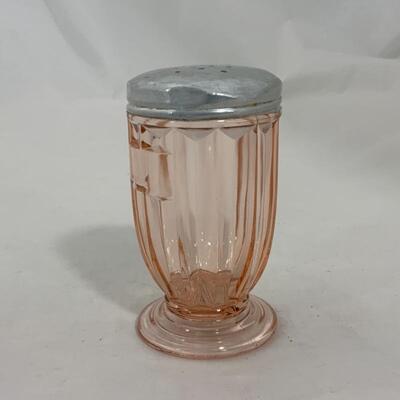 .258. VINTAGE | Pink Depression Glass | Footed Sugar Shaker