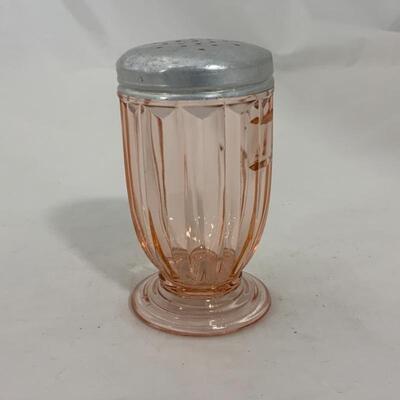 .258. VINTAGE | Pink Depression Glass | Footed Sugar Shaker