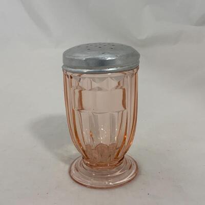 .258. VINTAGE | Pink Depression Glass | Footed Sugar Shaker