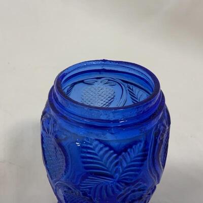 .261. Single Cobalt Blue Pressed Glass Shaker