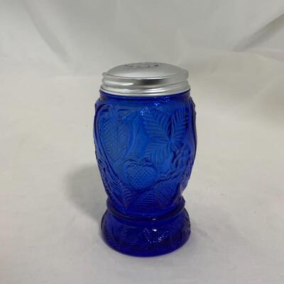 .261. Single Cobalt Blue Pressed Glass Shaker