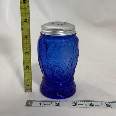 .261. Single Cobalt Blue Pressed Glass Shaker