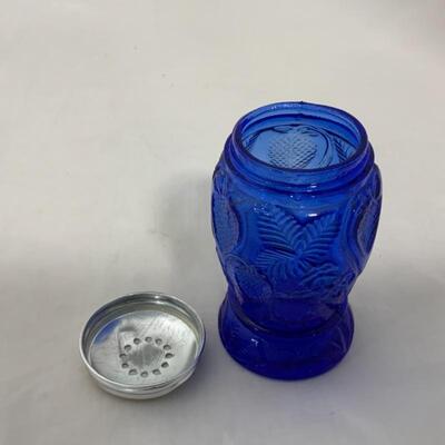 .261. Single Cobalt Blue Pressed Glass Shaker