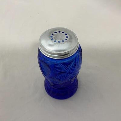 .261. Single Cobalt Blue Pressed Glass Shaker