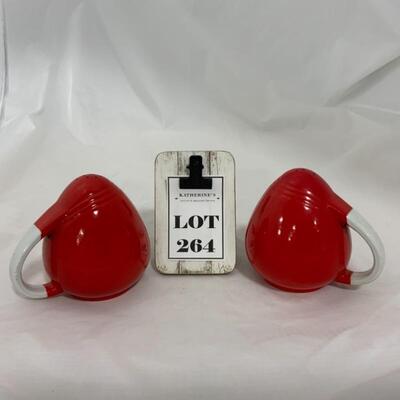 .264. VINTAGE | Two Large Hall Kitchenware Shakers | Red