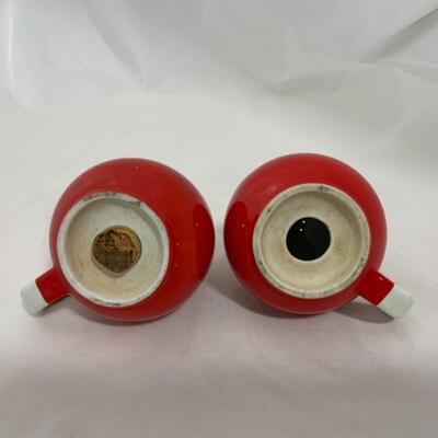 .264. VINTAGE | Two Large Hall Kitchenware Shakers | Red