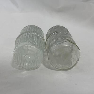 .265. VINTAGE | Two Clear Mis-Matched Shakers | Hoosier | Lady