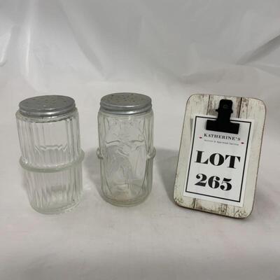 .265. VINTAGE | Two Clear Mis-Matched Shakers | Hoosier | Lady