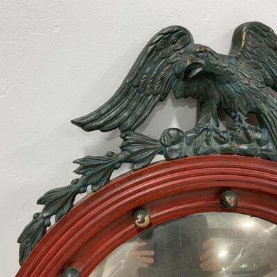 .273. VINTAGE | Bulls-Eye Mirror | Federal Eagle | Red & Blue