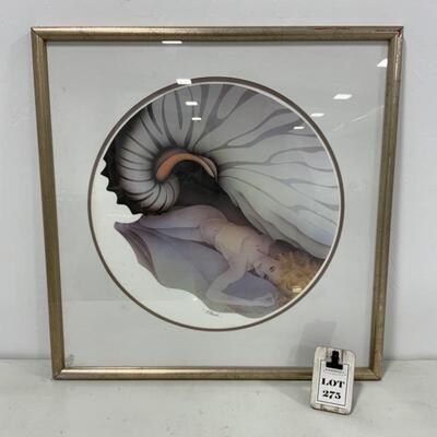 .275. Framed Art | Girl in Shell | Marie M Donald | 72/500 | Art Deco Revival