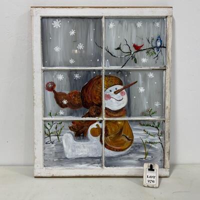 .276. Hand Painted Snowman on Window