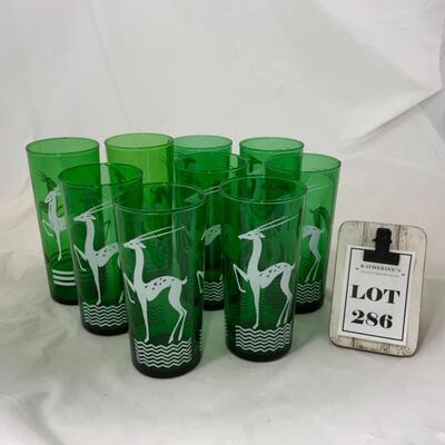 .286. VINTAGE | Nine Green Gazelle Glasses 
