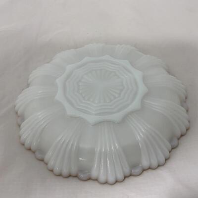 .293. VINTAGE | Fire King | Milk Glass & Gold | Divided Dish