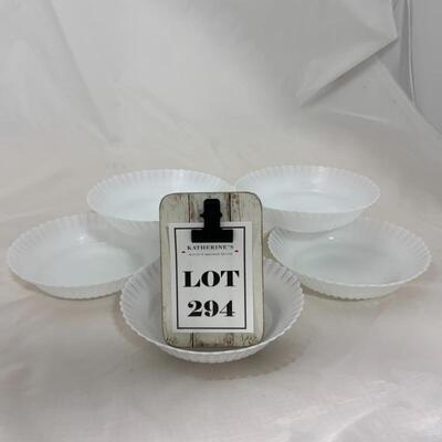 .294. VINTAGE | MacBeth Evans | 6 Milk Glass Petal Bowls