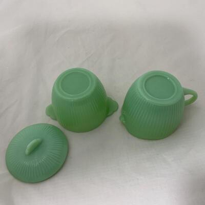 .295. VINTAGE | MODERN | Fire King | Jadite | Shakers | Creamer and Sugar 