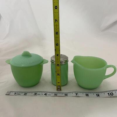.295. VINTAGE | MODERN | Fire King | Jadite | Shakers | Creamer and Sugar 