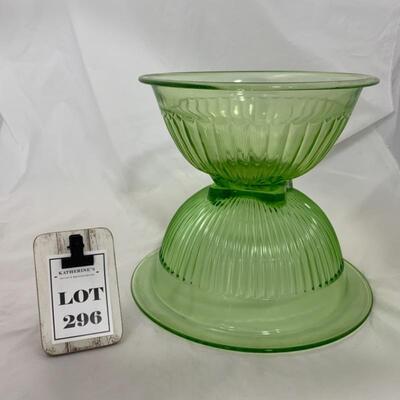 .296. VINTAGE | Two Large Green Depression Mixing Bowls