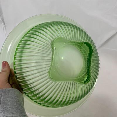 .296. VINTAGE | Two Large Green Depression Mixing Bowls