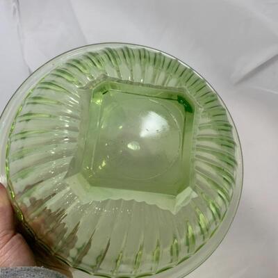 .296. VINTAGE | Two Large Green Depression Mixing Bowls
