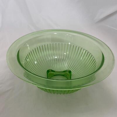 .296. VINTAGE | Two Large Green Depression Mixing Bowls
