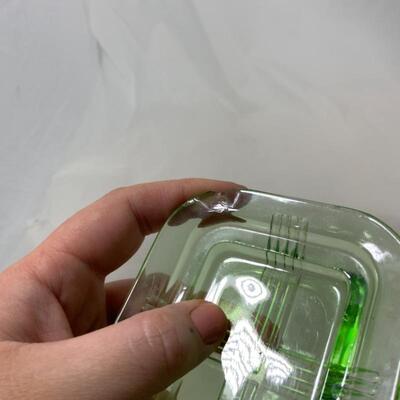 .299. VINTAGE | Green Depression Butter Dish