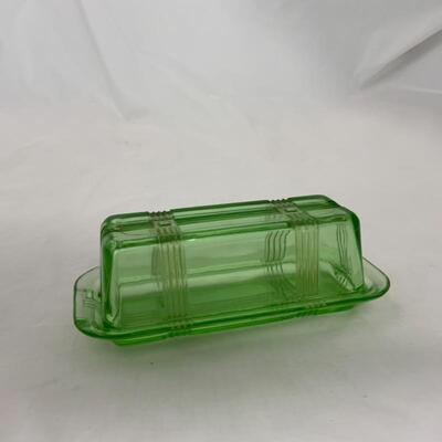 .299. VINTAGE | Green Depression Butter Dish