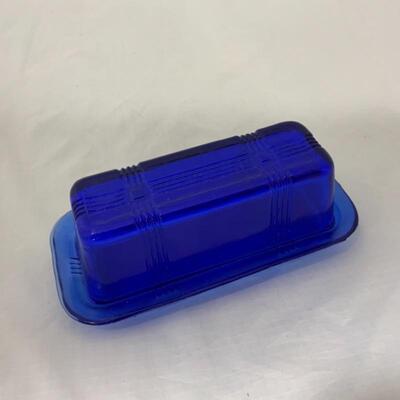 .304. VINTAGE | Cobalt Blue Butter Dish