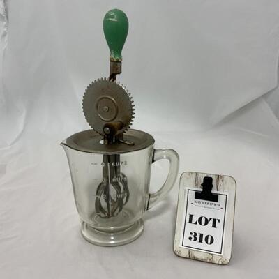 .310. VINTAGE | Green-Handled Beater Jar | Handled