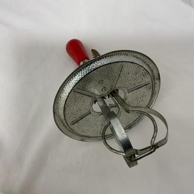 .312. VINTAGE | Small Milk Glass Beater Jar | Red Handle