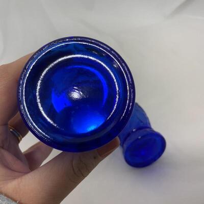 .313. Pair of Cobalt Glass Salt and Pepper Shakers | Strawberries