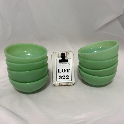 .322. VINTAGE | Fire King | 8 Jadite Chili Bowls