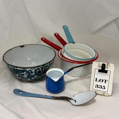 .335. VINTAGE | Enamelware Mixed Lot | 6 Pieces