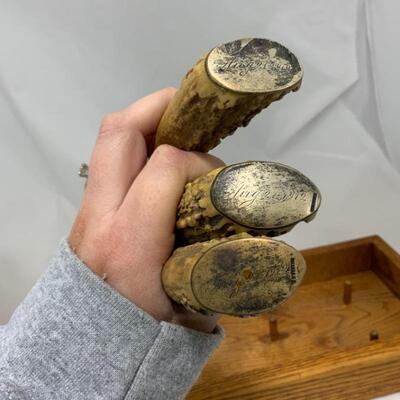 .337. ANTIQUE | Sterling Silver Carving Set | Antler Handles