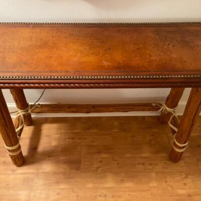 B458 Beautiful Leather Covered Console Table 