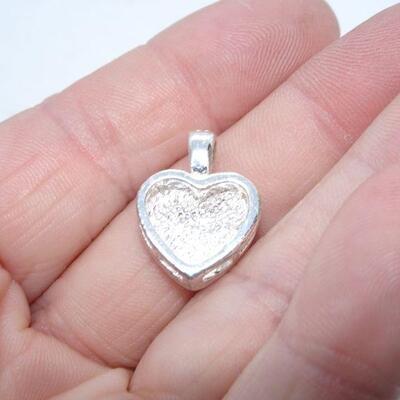 Silver Tone Rhinestone Heart Pendant 