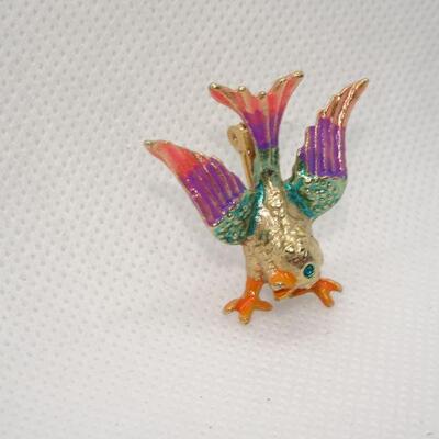 Colorful Spring Time Bird Brooch
