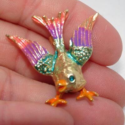 Colorful Spring Time Bird Brooch