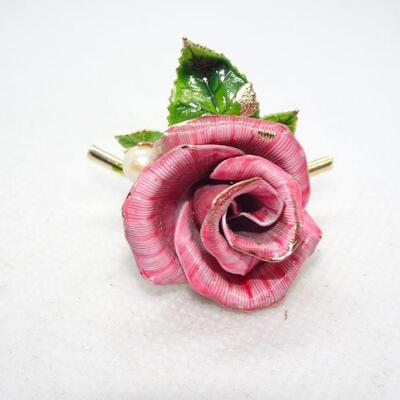 Pretty Pink Rose Pin, Brooch 