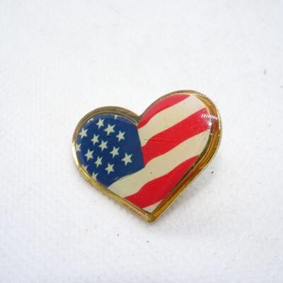 Red White & Blue Heart Tie Tack Pin, Patriotic Jewelry 